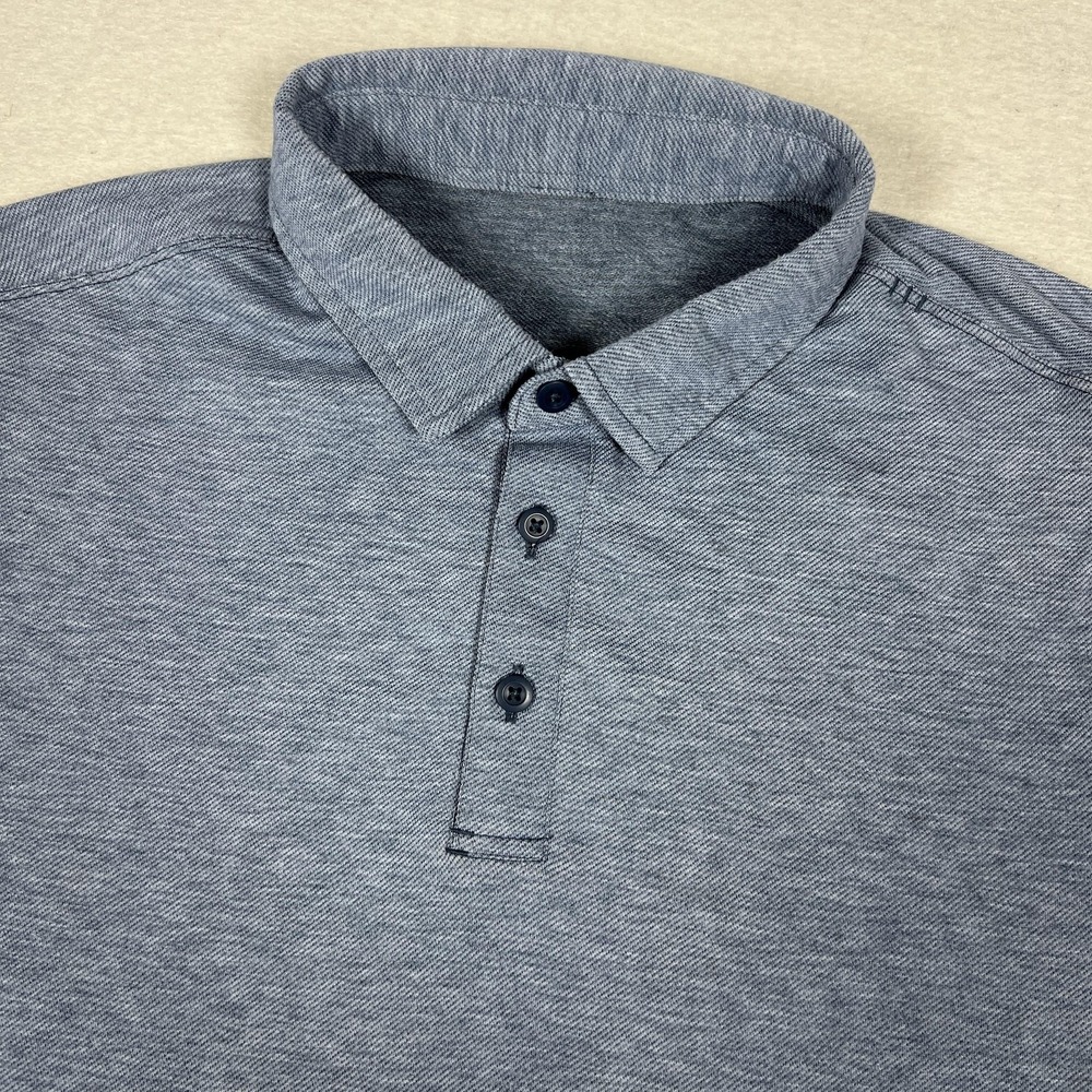 Lululemon Polo Shirt Mens Medium Blue Heather Performance Golf Casual Stretch